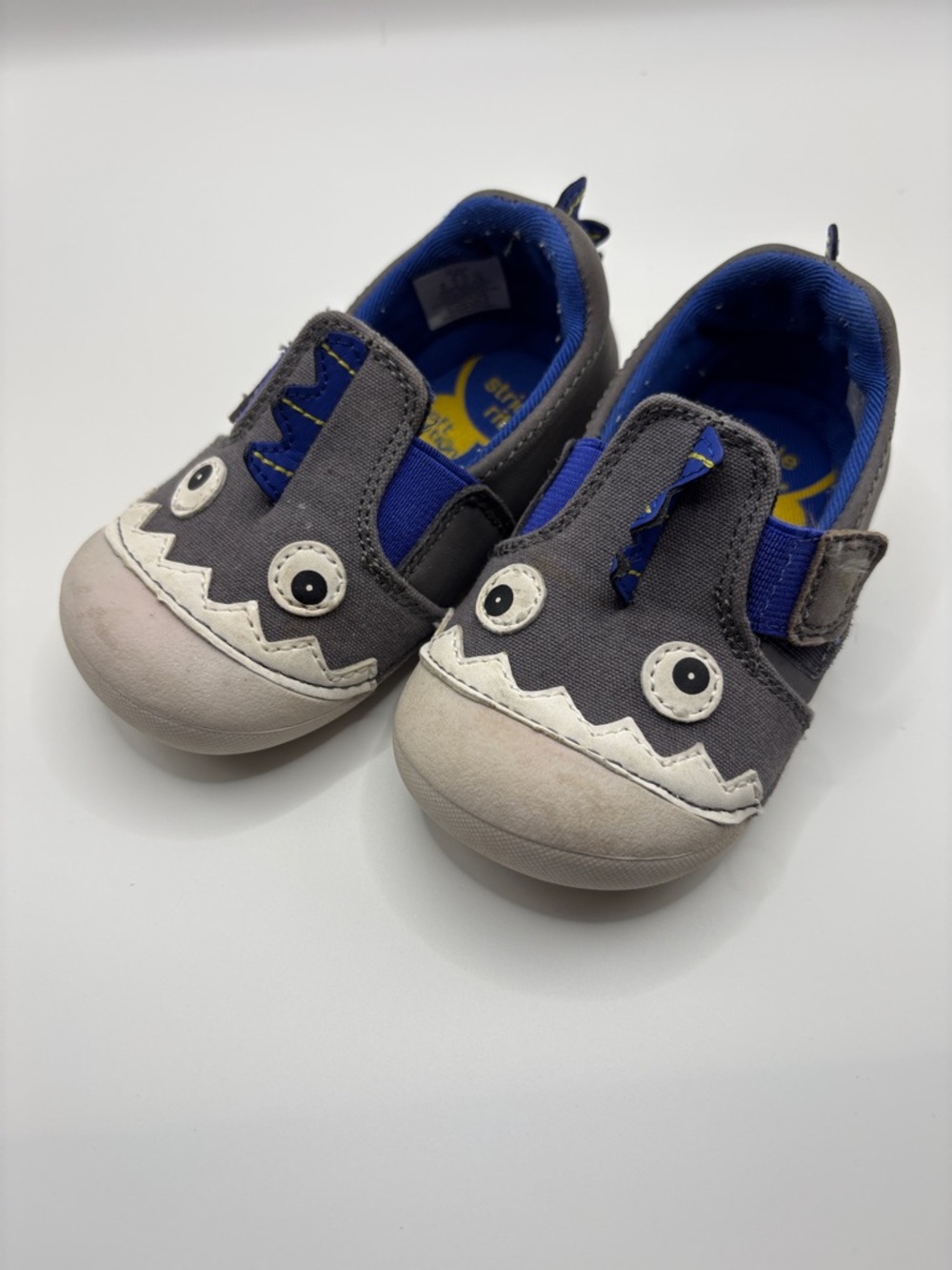 Stride Rite Gray and Blue Shark Slip-On Baby Sneakers